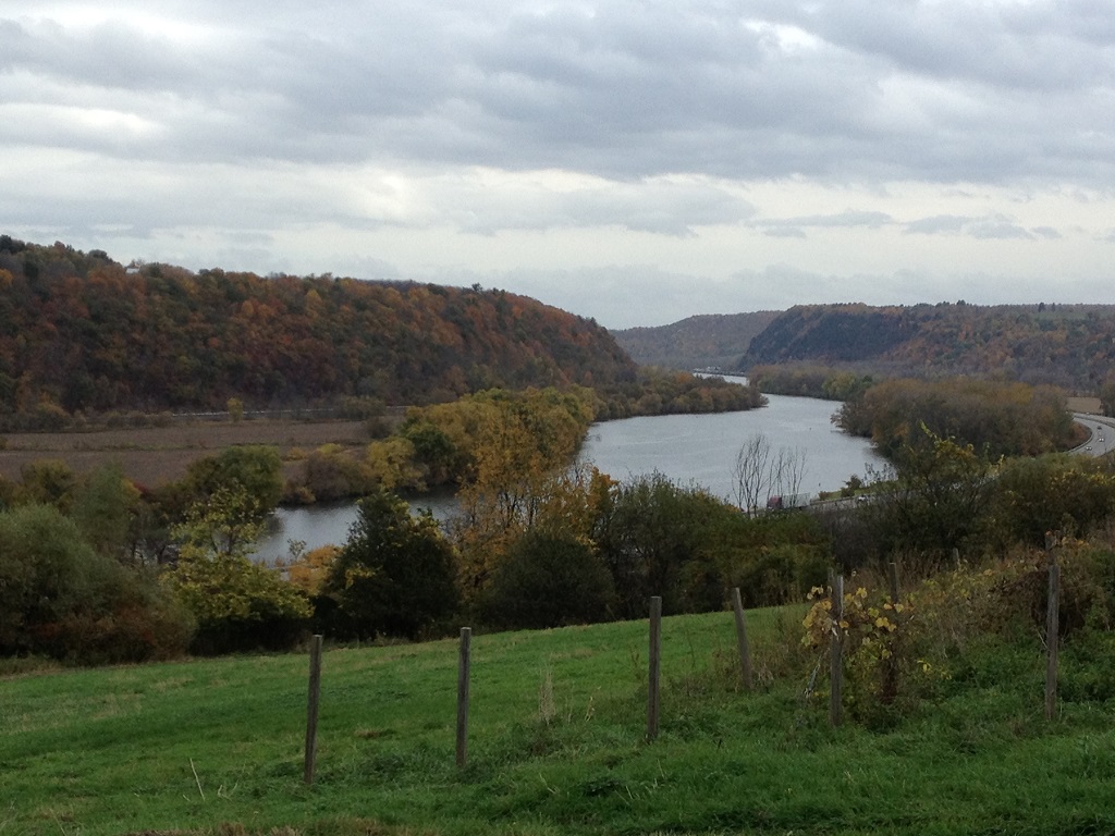 View of the Mohawk river in fall