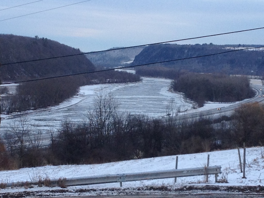 View of the Mohawk river in Winter